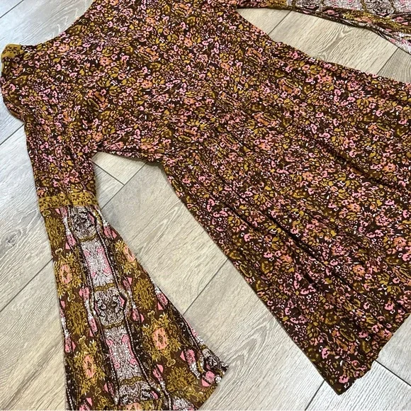 Rebellion Floral Bell Sleeve Prairie Mini Dress in Fall Colors - Picture 12 of 12